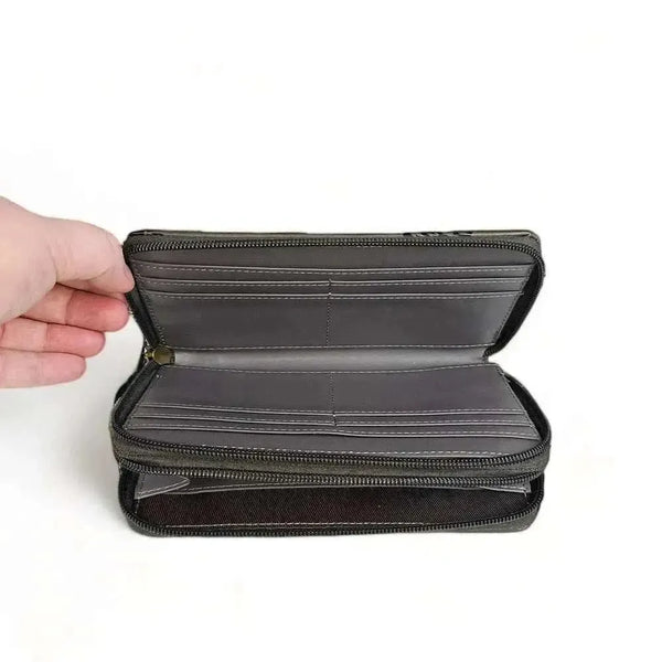 Cotton Road Large Wallet grey PU leather embossed proteas dual zip compartments