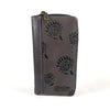 Cotton Road Large Wallet in grey PU leather with embossed proteas and dual zip compartments