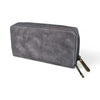 Cotton Road Large Wallet grey PU leather with stitched pink heart and dual zip compartments
