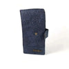 Cotton Road Large Wallet navy PU leather with embossed flower design and zip coin compartment