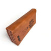 Cotton Road Large Wallet in kaki PU leather with double zip compartments and embossed windmill design