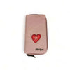 Cotton Road Large Wallet pink PU leather with red heart and double zip compartments