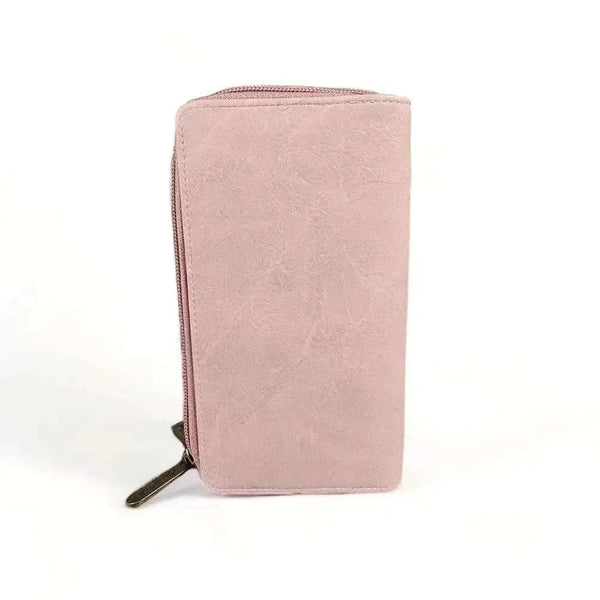 Cotton Road Large Wallet pink PU leather with red heart double zip compartments card and coin slots