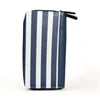Cotton Road Large Wallet PU leather navy white stripes with zip compartments and card slots