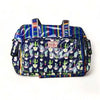 Cotton Road nappy bag navy blue with cactus and stripes, multiple compartments, long strap
