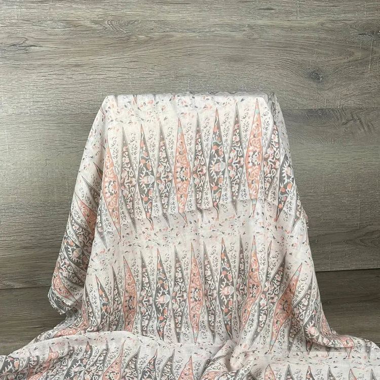 Scarf - Light Pink with Brown & Orange Pattern - Something From Home - South African Shop
