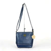 Cotton Road Sling Bag navy PU leather with weave effect and adjustable strap