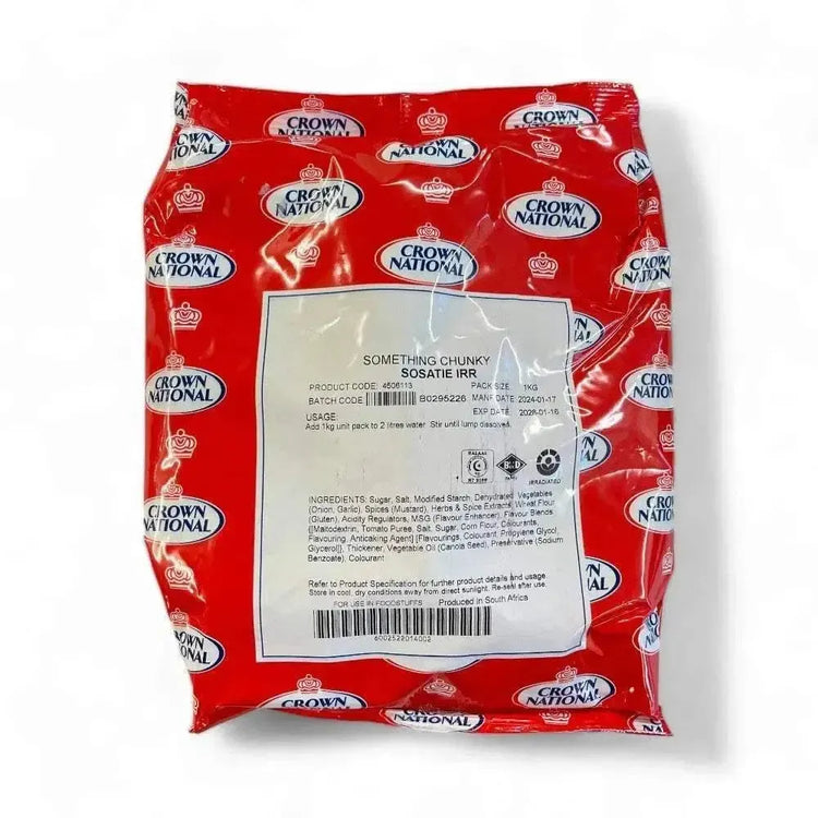 Crown National Safari Chunky Sosatie Seasoning 1kg pack for authentic South African kebab marinade
