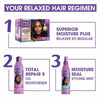 Dark & Lovely Superior Moisture Plus No Lye Relaxer Kit for normal hair with coconut oil, shea butter, and styling milk for 4 weeks of silky, straight hair