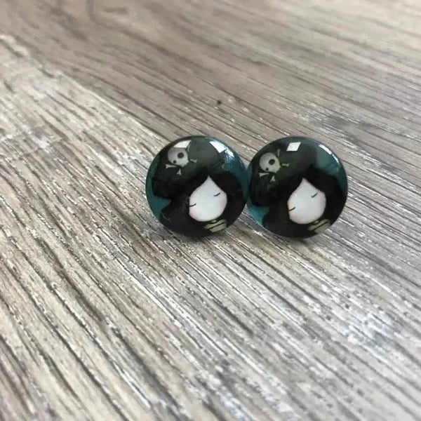 Girl Doll Earrings 15mm Diameter Various Options Sold in Pairs