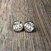 White earrings with music notes, 15mm diameter, sold in pairs