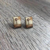 Earrings windmill design brown and beige 15mm sold in pairs