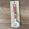 Enamel sugar spoon with wooden handle and laser engraved Feeling Happy heart design