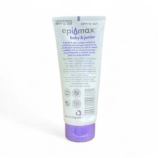 Epimax Baby & Junior Body Cream Tube - 100g for sensitive skin care.