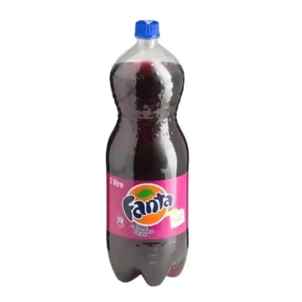 2 litre bottle of Fanta Grape fizzy drink with real fruit juice