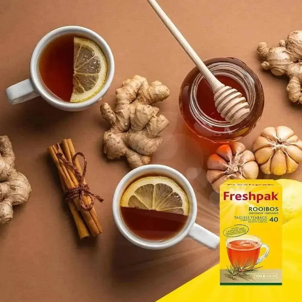 Freshpak Rooibos Tea 40 tagless teabags box, caffeine-free antioxidant-rich South African rooibos tea