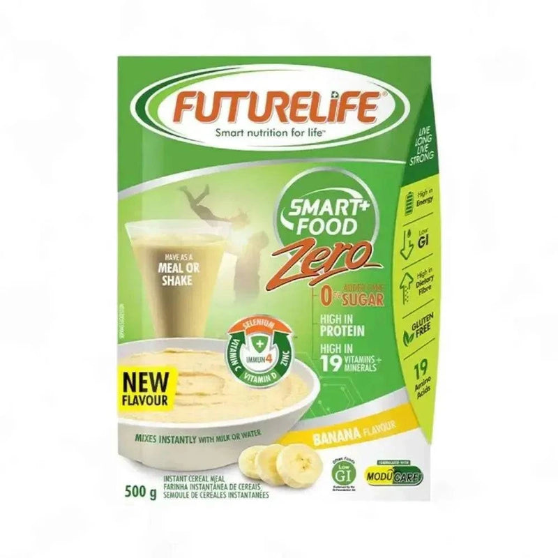 FutureLife Zero Banana 500g pack, high protein, low GI, no added sugar.