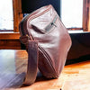 Dark genuine leather Woesmooi laptop bag with adjustable strap for laptops up to 15.6 inches
