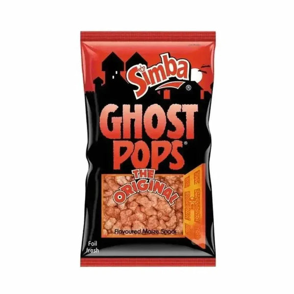 Simba Ghost Pops 100g bag of South African chutney and spice flavored snack chips