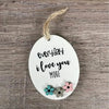 Wooden gift tag with "Every Day I Love You More" message