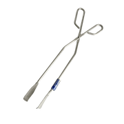 GoodNel Patty Tongs medium length stainless steel grilling tool with ergonomic handle and triangular paddle grip