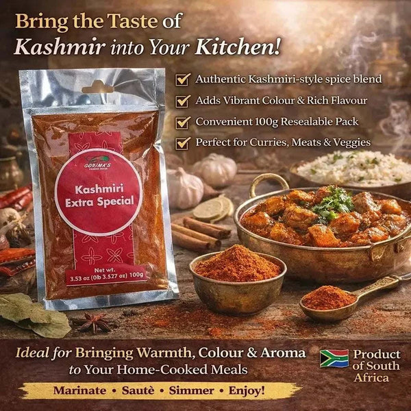 Gorima's Spice Kashmiri Extra Special 100g aromatic masala pack for rich curries and stews