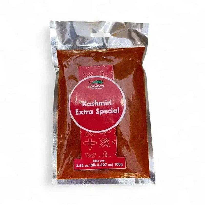 Gorima's Spice Kashmiri Extra Special 100g resealable pack of authentic aromatic red masala blend for curries and stews