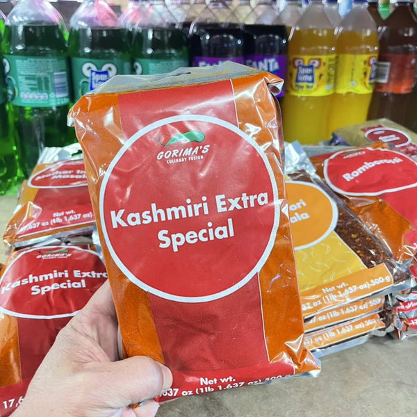 500g pack of Gorima's Kashmiri Extra Special spice blend for vibrant, mild heat Indian cooking