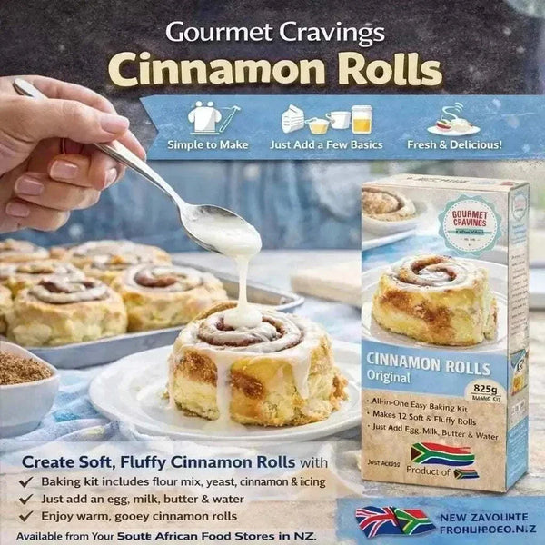 Gourmet Cravings Cinnamon Rolls 825g baking kit with cinnamon swirl and glaze