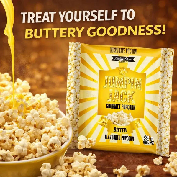 Jumpin Jack Gourmet Popcorn Butter Seeds pack of three microwave popcorn bags with buttery flavor