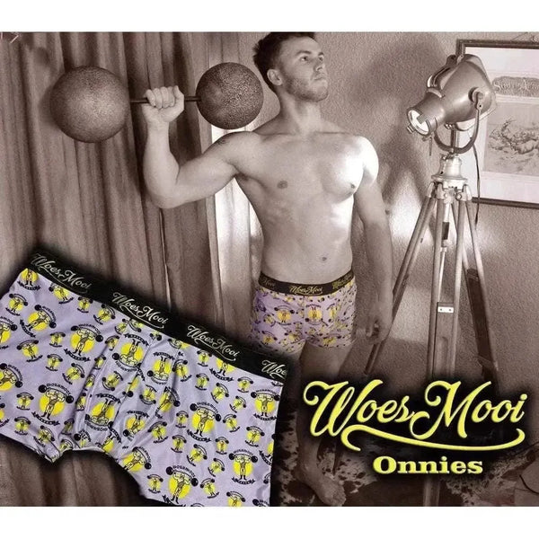 Woesmooi Gym Onnie boxer for hard trainers turning heads on the beach in various sizes