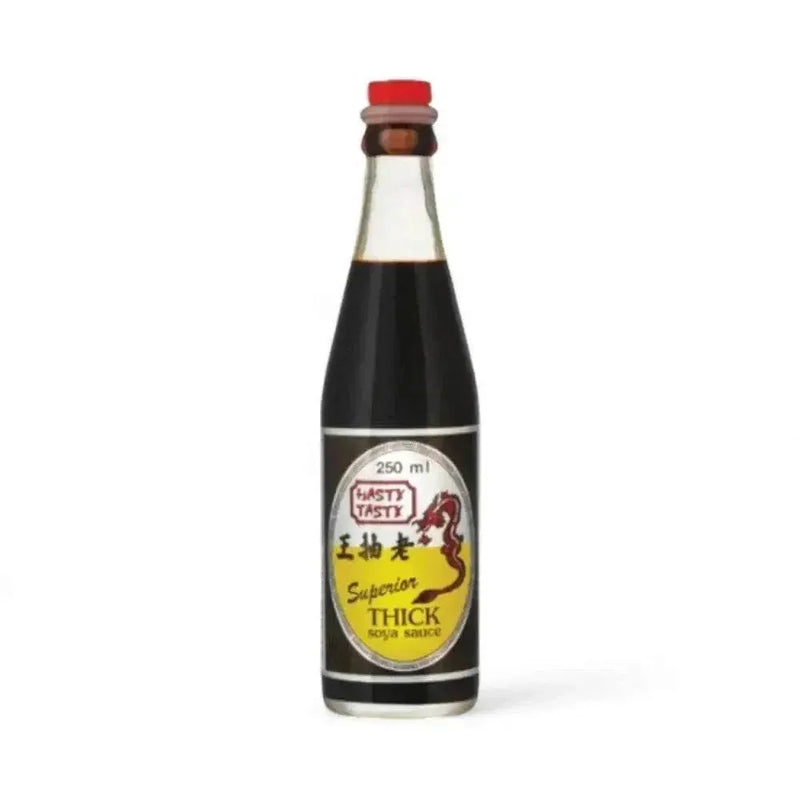 Hasty Tasty Thick Soya Sauce 250ml bottle, rich flavor enhancer.
