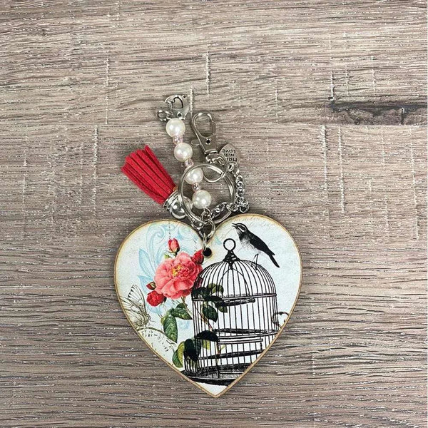 Heart Key Tags - Bird in Cage - Something From Home - South African Shop