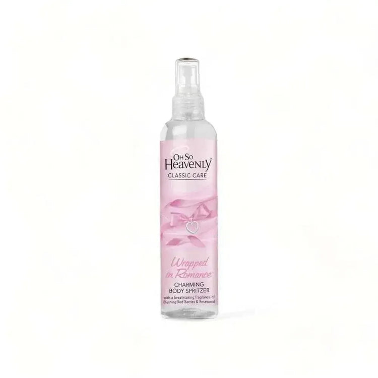 Oh So Heavenly Classic Care Body Spritzer Wrapped In Romance 200ml bottle with floral and fruity fragrance notes