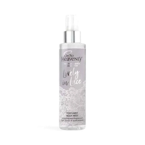 Oh So Heavenly Fine Fragrance Body Mist Lovely In Lace 150ml bottle with floral design