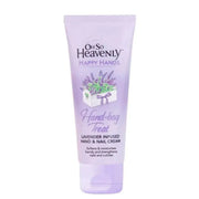 Oh So Heavenly Happy Hands Hand Cream Lavender Hand Bag Treat 100ml tube with lavender flowers and leaves background