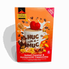 Hug-in-a-Mug Salted Caramel Honeycomb Cappuccino 8 sachets packaging with cup of cappuccino