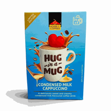 Hug-in-a-Mug condensed milk cappuccino sticks box with creamy coffee powder packaging