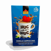 Hug-in-a-Mug Vanilla Cappuccino 8-pack sachets with creamy vanilla coffee drink