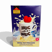 Hug-in-a-Mug white hot chocolate 8-pack sticks with creamy milk powder packaging