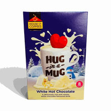 Hug-in-a-Mug white hot chocolate 8-pack sticks with creamy milk powder packaging