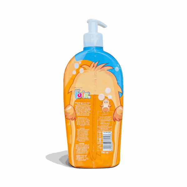 Clicks Made 4 Tots Mango 3-in-1 body wash shampoo conditioner 750ml pump bottle for kids
