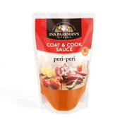 Ina Paarman Peri-Peri Coat & Cook Sauce 200ml pouch with spicy chili, garlic, and lemon flavor.