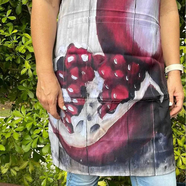 Inge's Art Apron - Pomegranate on Wood - Something From Home - South African Shop