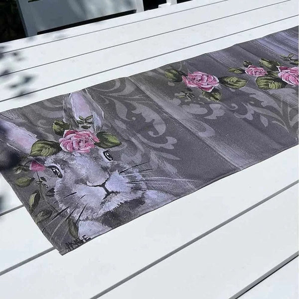Inge's Art Table Runner - Bunny with Roses from South African Shop in New Zealand – Something From Home.