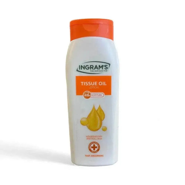 Ingrams Camphor Lotion Tissue Oil 400ml bottle for moisturizing and nourishing dry skin