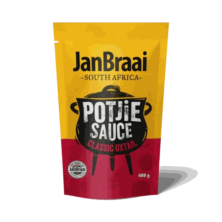 Jan Braai Classic Oxtail Potjie Sauce 400g pouch for authentic South African slow-cooked stew meals