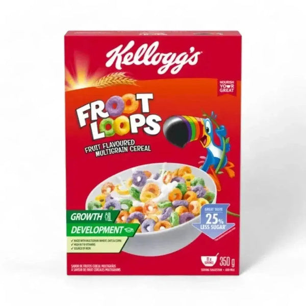 Kellogg's Fruit Loops 350g colorful multigrain cereal box with loops