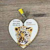 Wooden heart key tag with yellow tassel and laser cut design, 10cm size