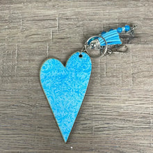 Key Tag - Wooden Heart With Pale Blue Pattern - Something From Home - South African Shop